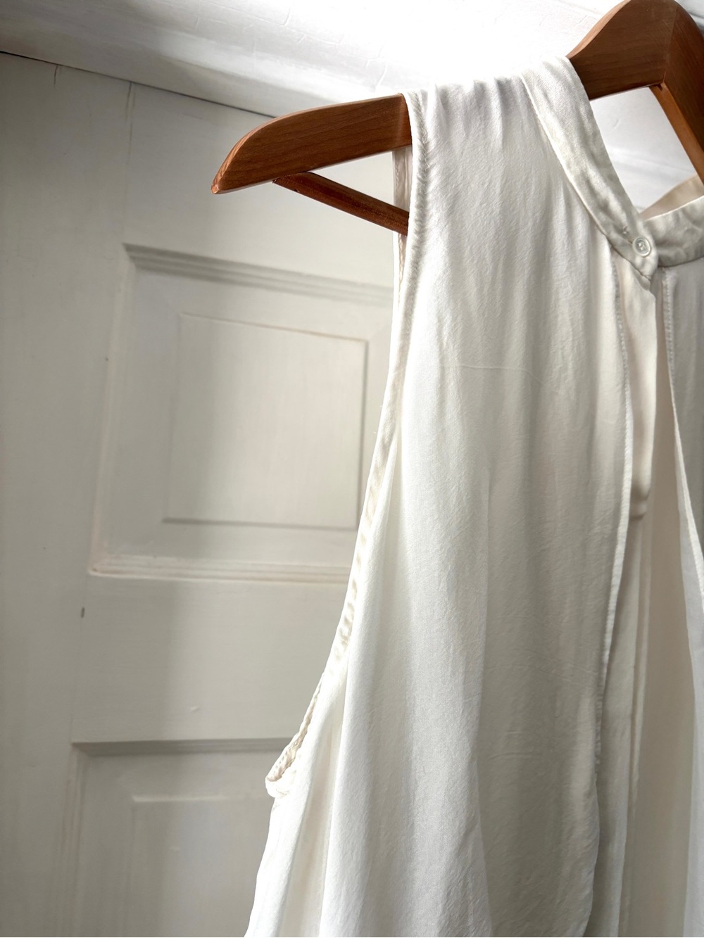 Haute Hippie Sleeveless Silk Tunic Blouse Off White High Low Size L - Picture 6 of 13